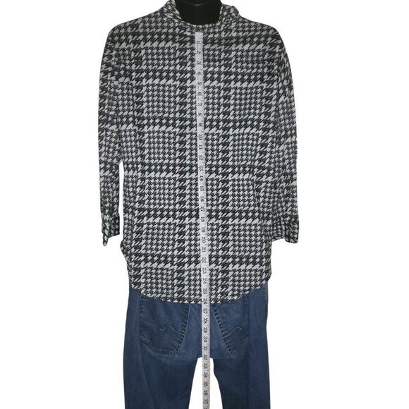 French Laundry Hooded Button Down Shirt Sz M Geometric Black And White - Picture 3 of 6